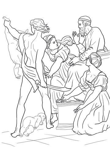 Solomon Threatened To Split The Baby In Half Coloring Page